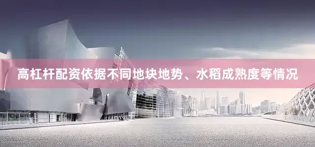 高杠杆配资依据不同地块地势、水稻成熟度等情况